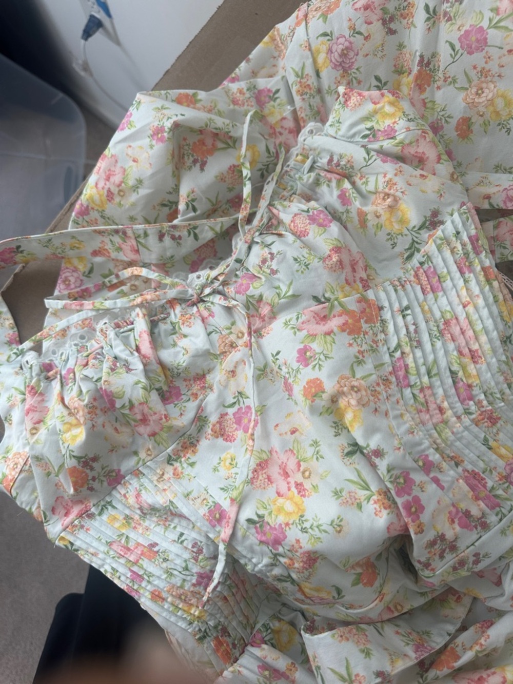 House of CB Pastel Floral Halter Midi Dress in Pink and Yellow regular cup - Picture 4 of 6
